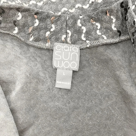 Ciara Sun Woo Black Silver Kimono Open Cardigan Sweater Women's Size L - Picture 3 of 3